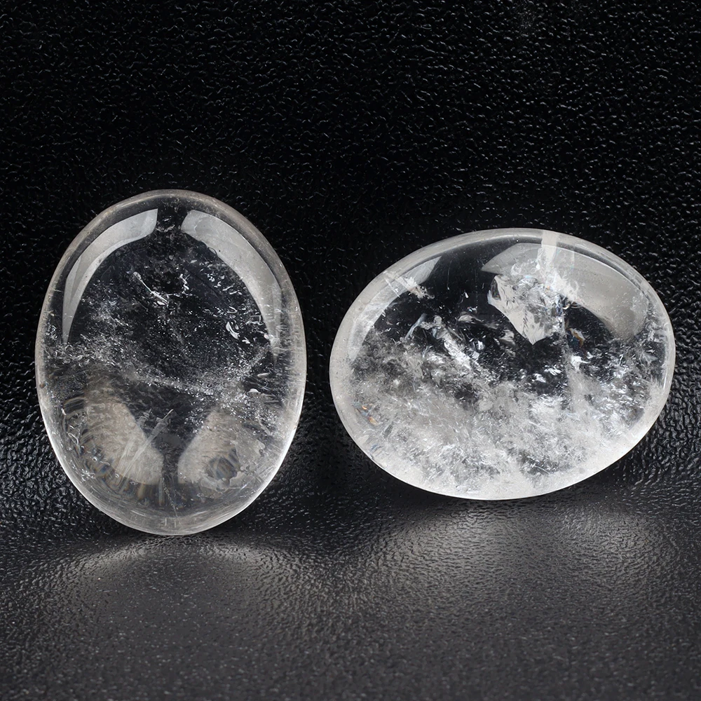 Transparent Crystal Soap Stone, 4.5x3.5 cm Palm Stone Healing Massage Hand Worry Stone for Chakra Feng Shui Home Decor
