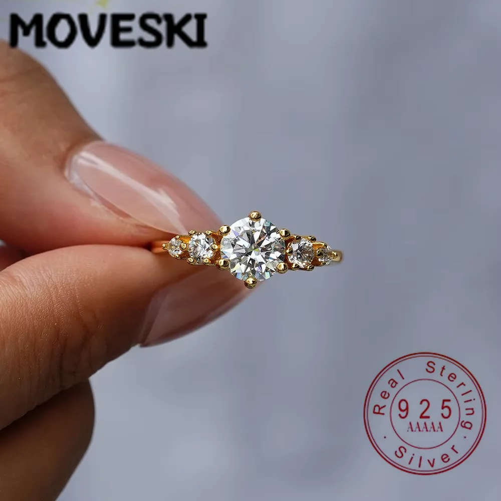 Французские летние роскошные 1-каратные кольца с муассанитом, классические модные женские обручальные кольца из серебра 925 пробы