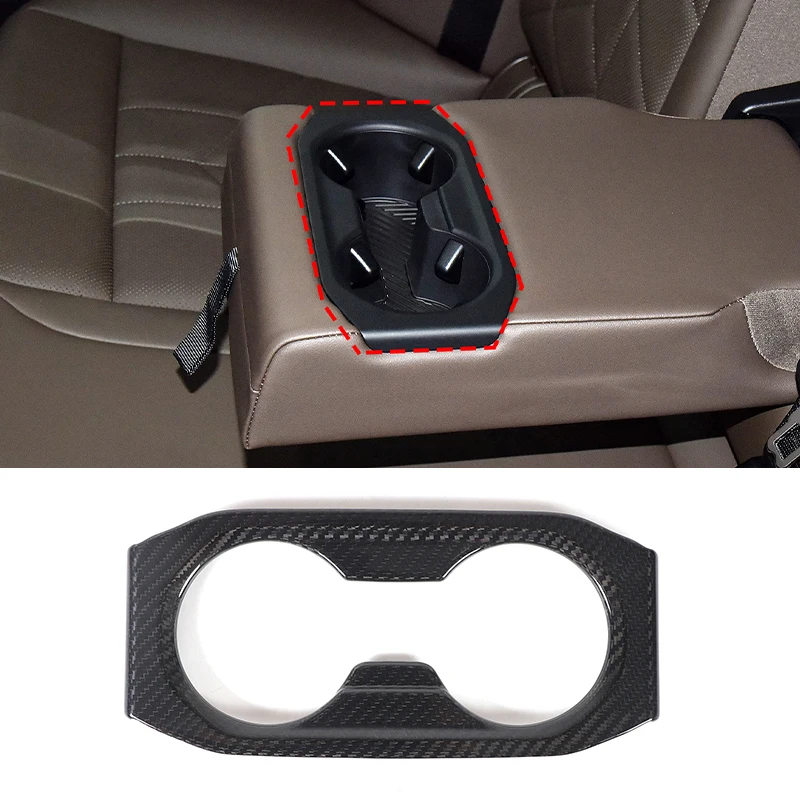 

Real Carbon Fiber Car Rear Seat Water Cup Holder Cover Trim Sticker For BMW 5 Series G60 2024+ Auto Interior Accessories