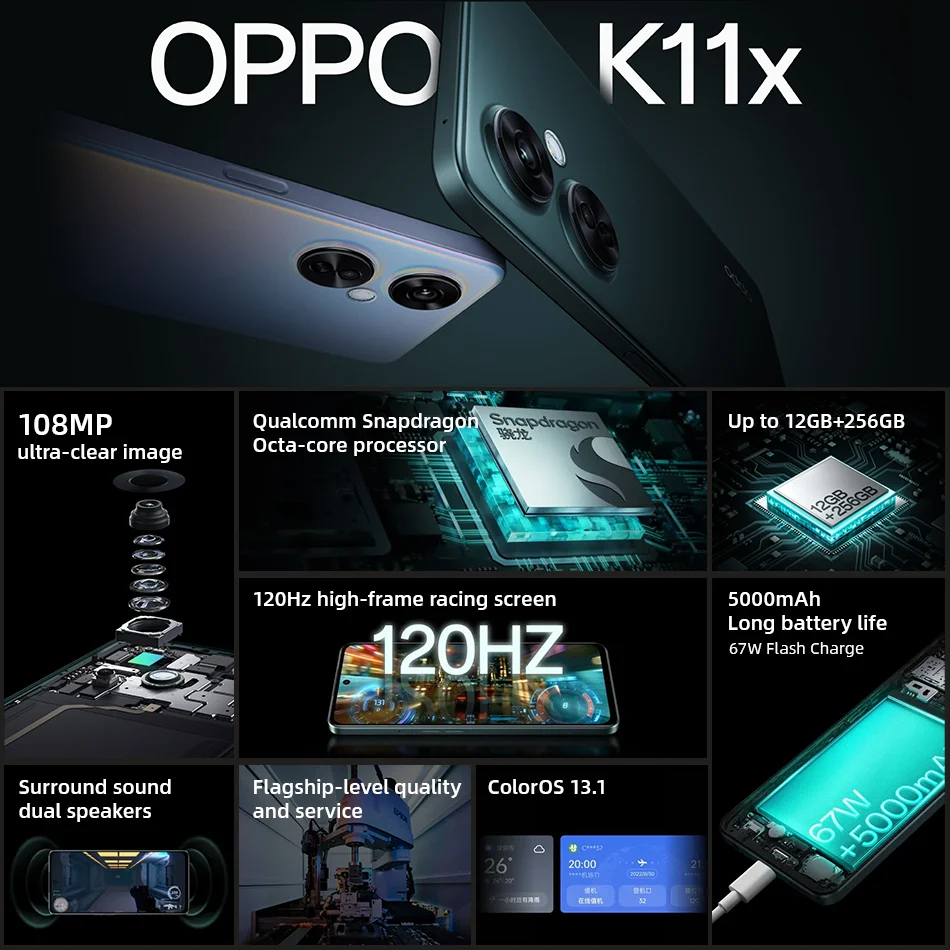 OPPO K11X 5G Snapdragon 695 108MP Camera Octa Core 6.72\