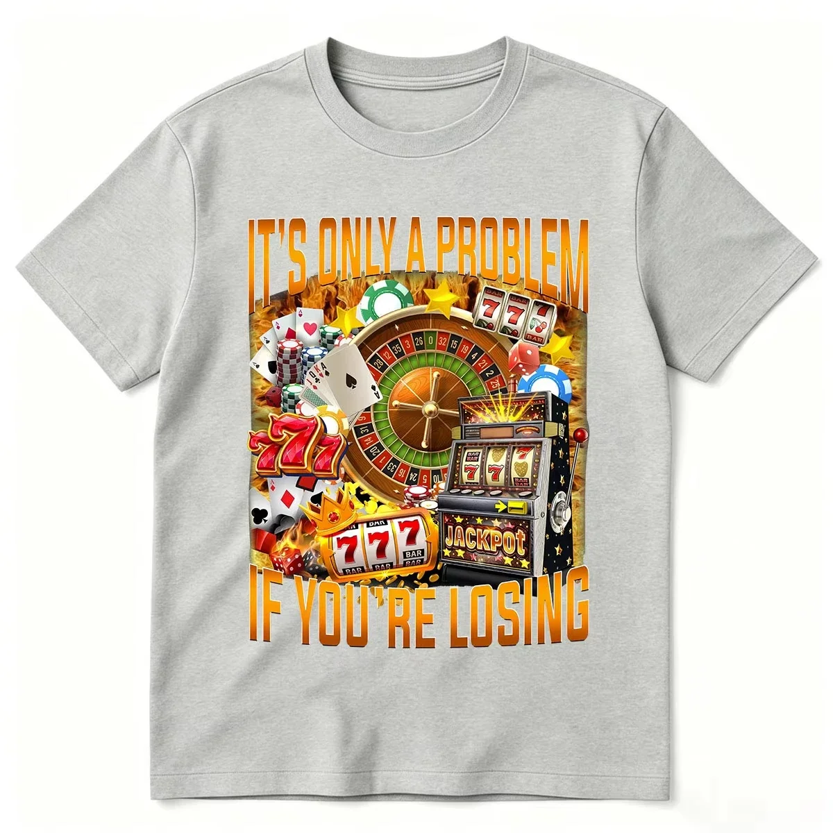 Casino Gambling Graphic T-Shirt 90s Meme Vegas Funny Poker Humor T-shirts Retro Slot Machine Lucky 777 Roulette Cards Tee Shirt