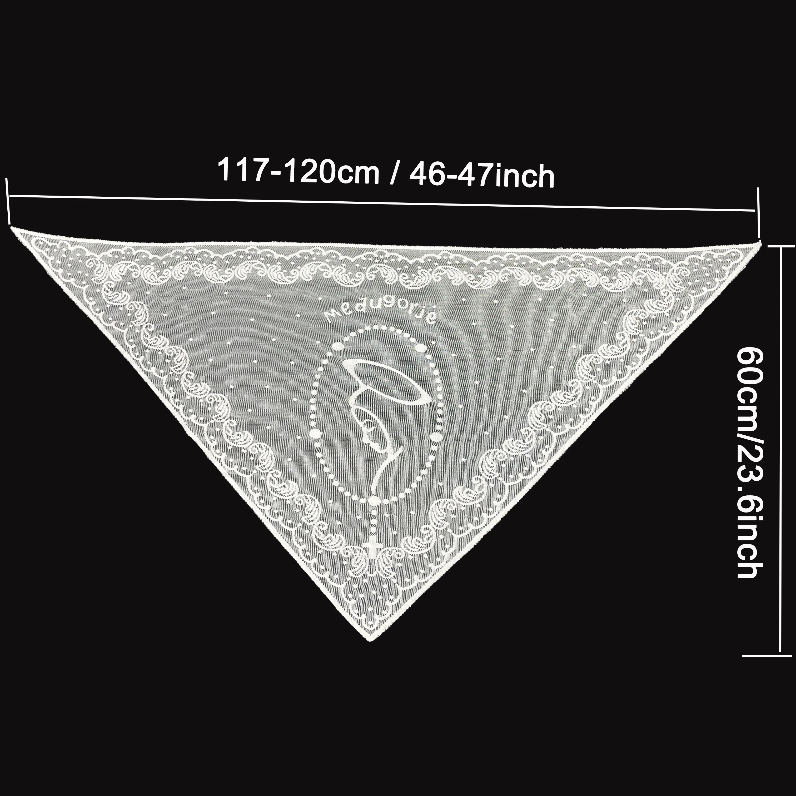 Medjugorje Jungfrau Maria Kreuz Bestickter Dreieckstuch Schal Hijab Katholische Kirche Hochzeitsschleier Religiöses Party-Accessoire – Detail 3