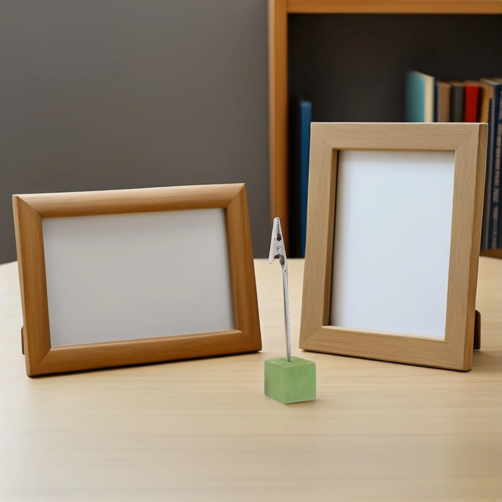 

8Pcs Note Holder with Solid Pine Base and Rotating Clip Stand for Memos Messages Photos Office Desk Organizer Random Color