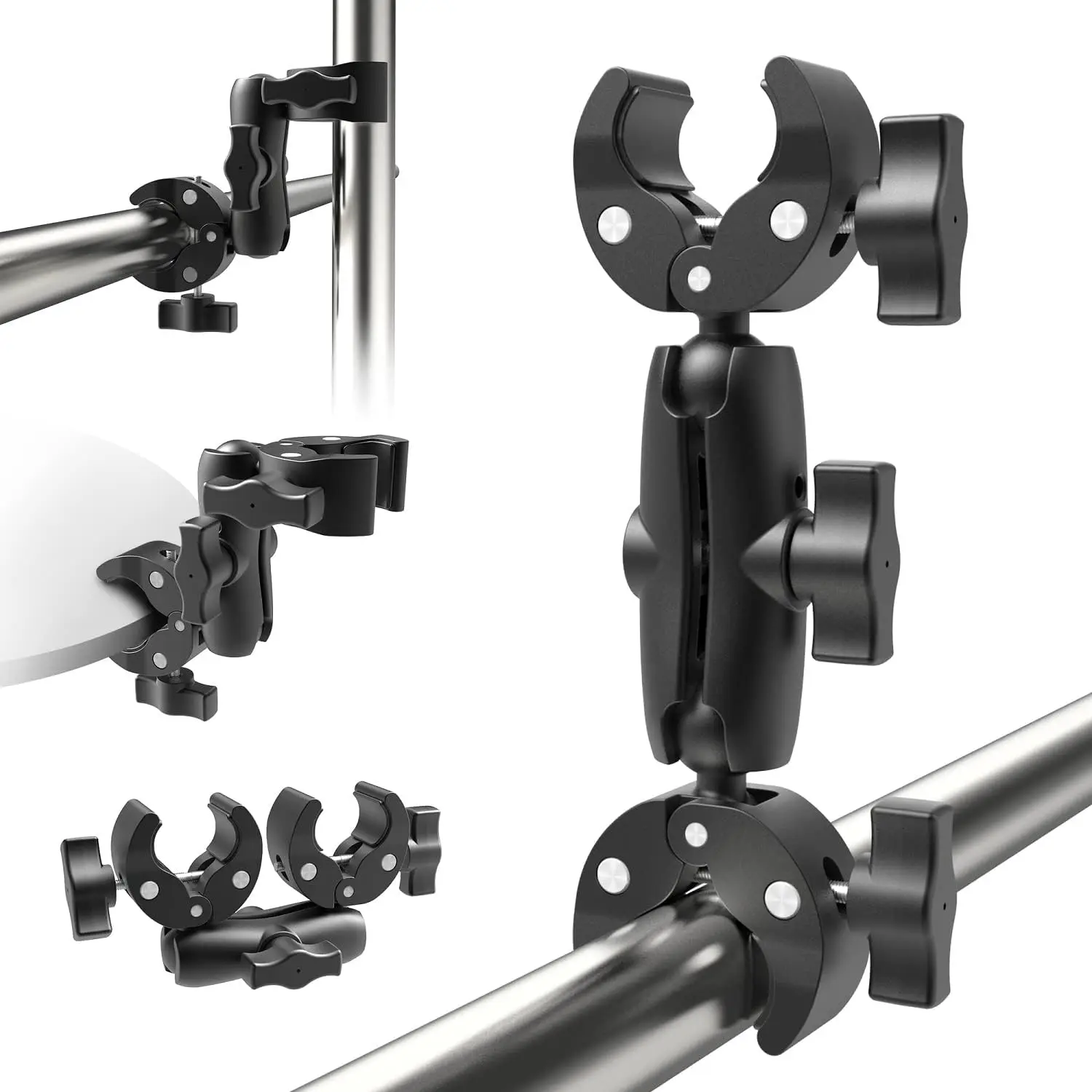 Double Super Clamp Mount for Camera, Monitor, Umbrella, Light Stand - Adjustable Magic Socket Arm