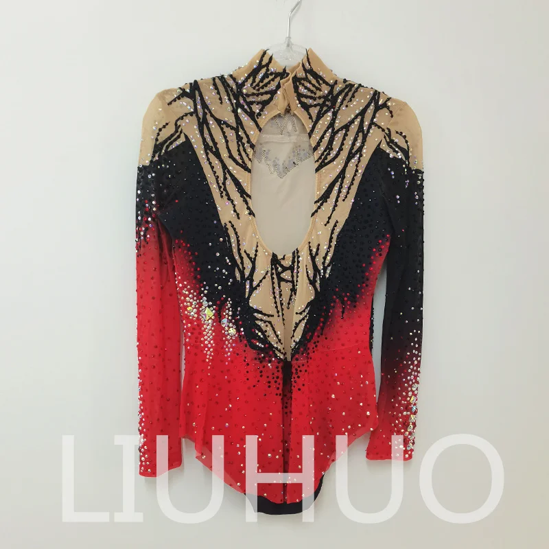 LIUHUO justaucorps de gymnastique rythmique manches longues Performance de pom-pom girl compétitif pour les enfants