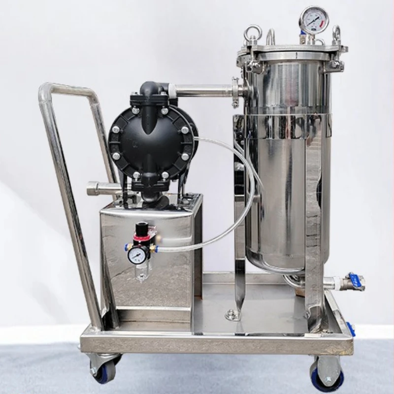 

304 stainless steel bag filter, trolley hydraulic press