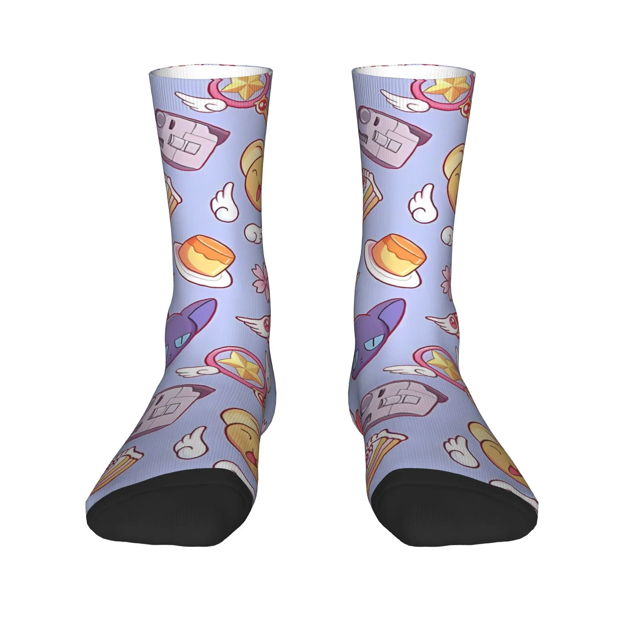 Funny Sock Bandai Cardcaptor Sakura Card Captor Violet Vintage Seamless Pattern Printed Men Crew Socks Novelty Men's Socks