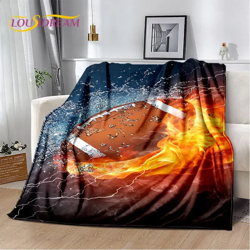 American Football Rugby Soft Plush Blanket,Flannel Blanket Throw Blanket for Living Room Bedroom Bed Sofa Picnic Cover Kids Warm