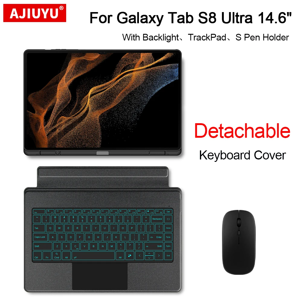 

Removable keyboard Case For Samsung Galaxy Tab S8 Ultra 14.6 inch 2022 SM-X900 SM-X906 Tablet Case Magic Backlit Keyboard Cover
