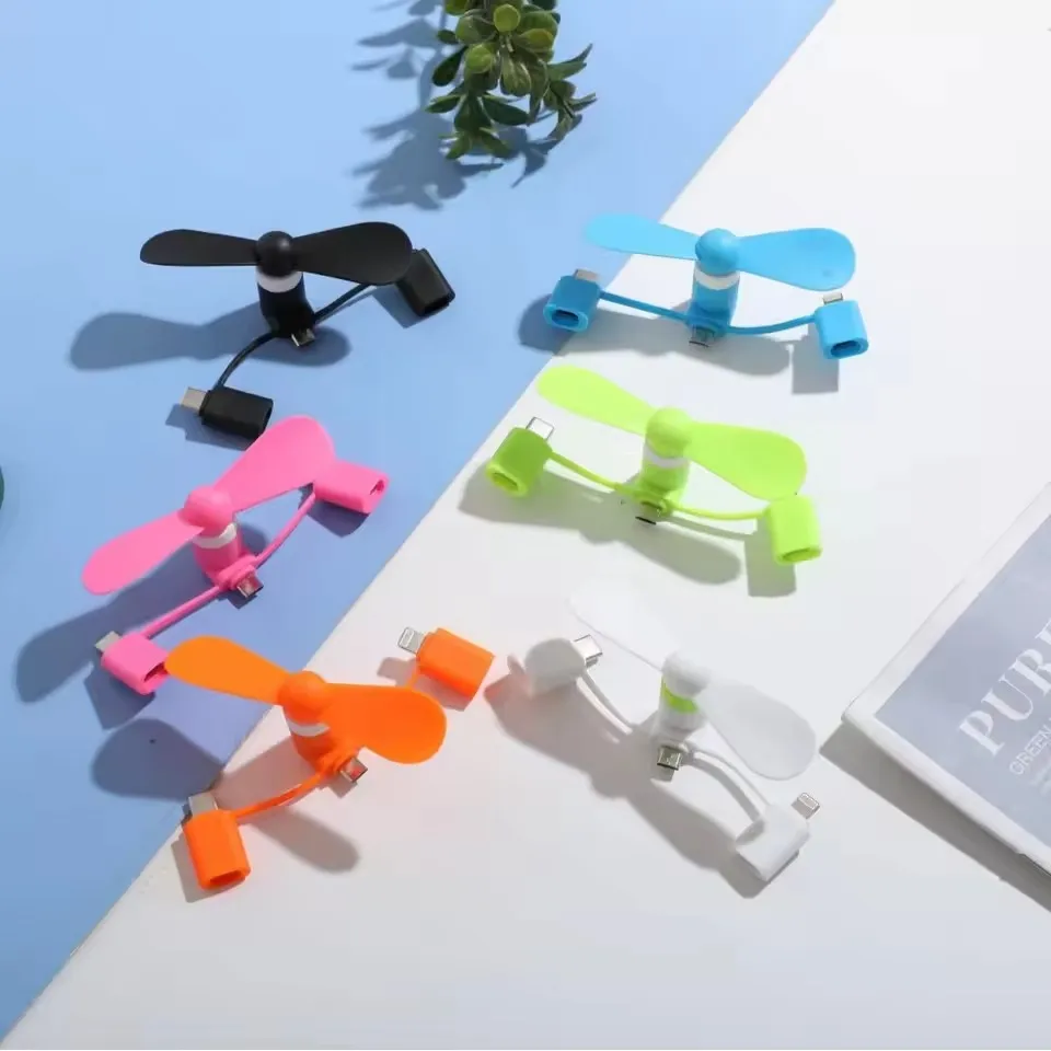 1PCS 3 in 1 미니 쿨링 액세서리 USB 휴대폰 쿨러 팬 (아이폰 16, 삼성 S24, 샤오미 마이크로/타입C/IOS 스마트폰용)