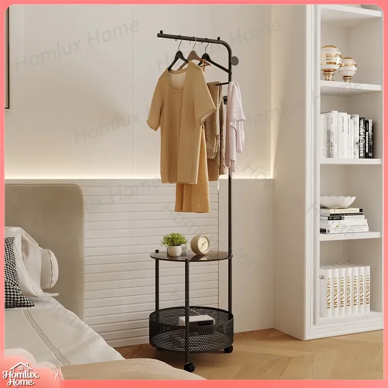 Factory Direct Floor to Ceiling Hanger with Bedside Table Integrated Coat Rack Light Luxury Removable Clothes Storage Rack