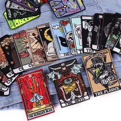 Haftowane naszywki DIY nowy Tarot/Punk haftowana naszywka 12 konstelacji łatka żelazko na naszywki na odzież szyć kurtkę aplikacja