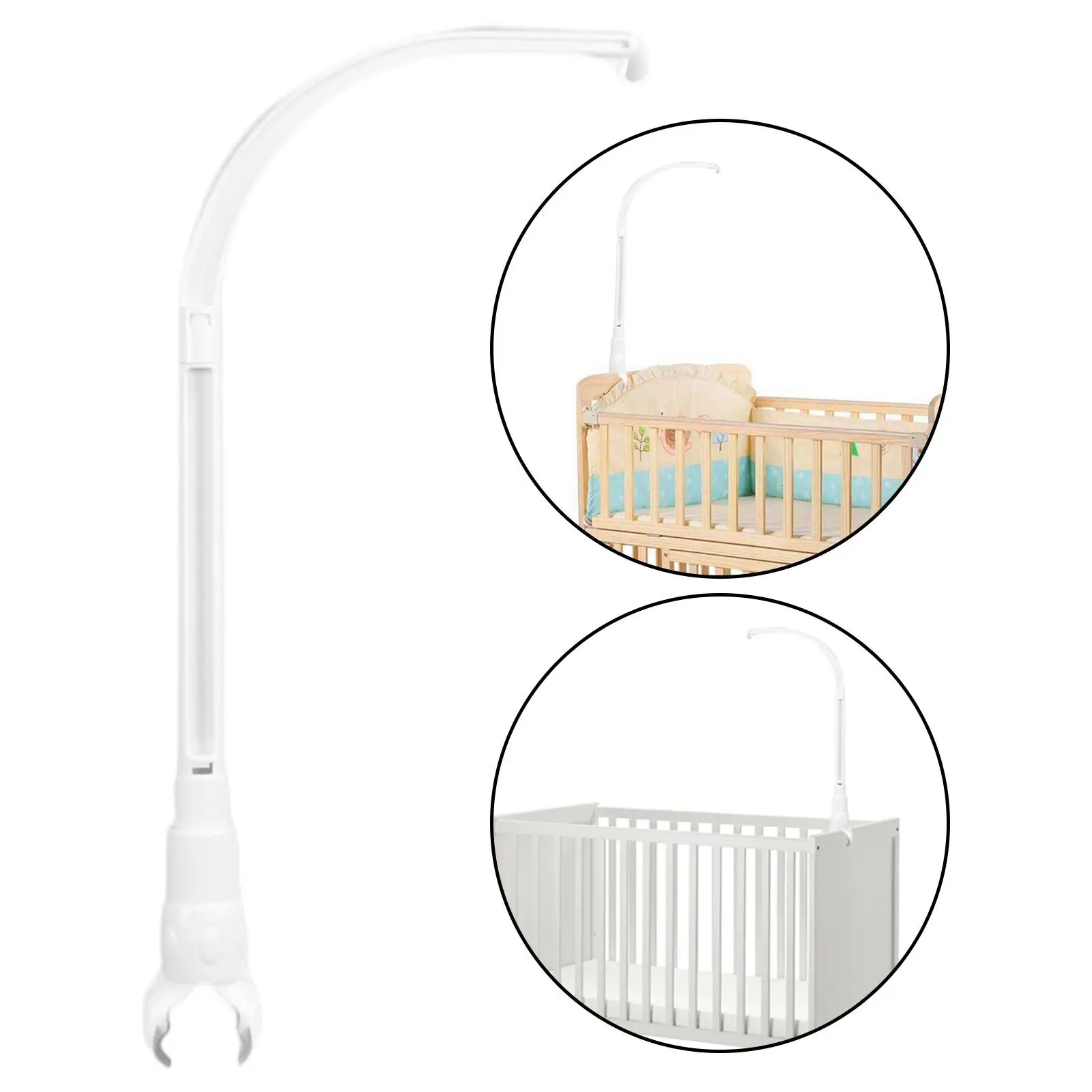 

DIY Baby Crib Arm Bracket Nursery Toy Crib Cot Rotated Stent Set Decor Music Box for 6-18 Month White Screw Free