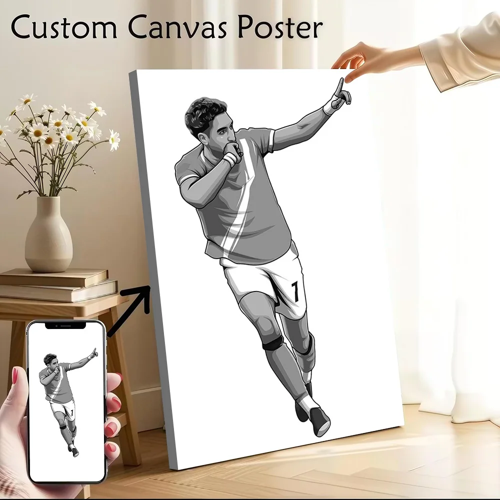 Omar Marmoush Black and White Version Poster Canvas Wall Art Personalized Print Modern Painting Perfect Gift for Decor Luxury