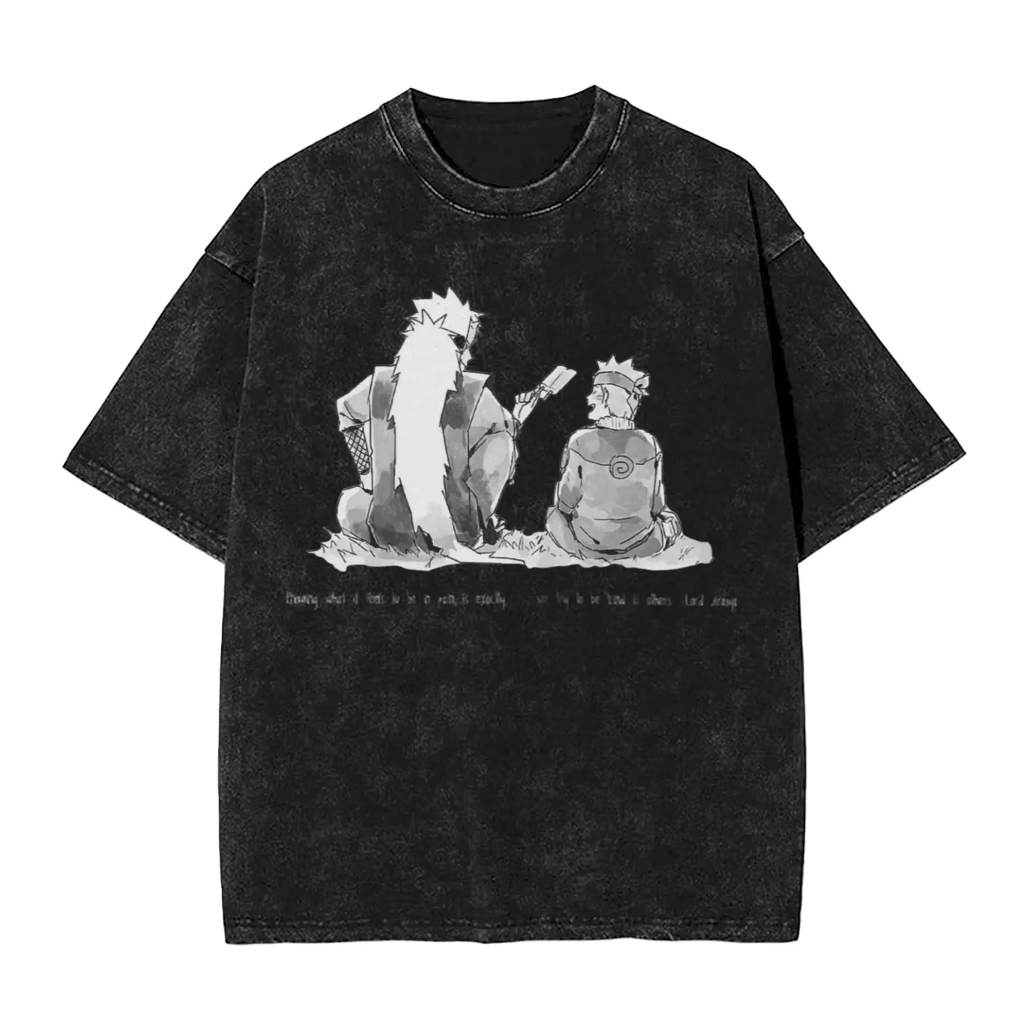 student with the teacher Narutoes Anime Washed T Shirt Streetwear Hip Hop Retro T-Shirt Tees for Men Women Short Sleeve Street