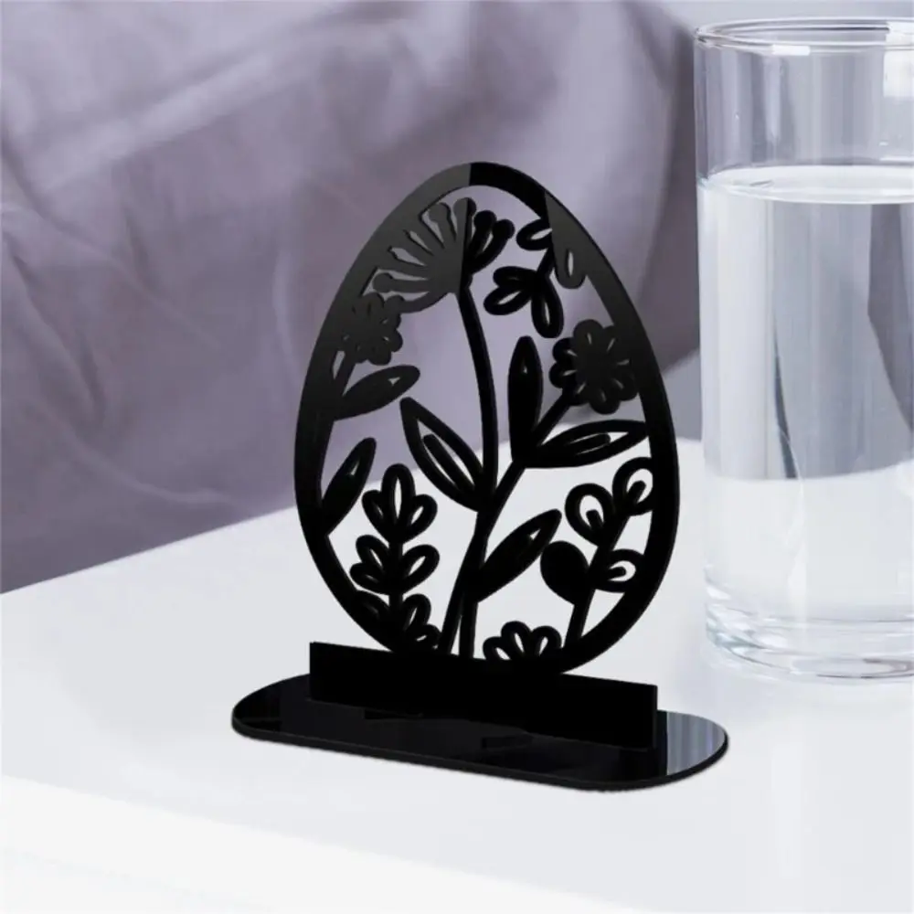 Funny Hollow Out Easter Rabbit Figurine 3D Acrylic Hollow Out Acrylic Rabbit Cute Black Rabbit Eggs Statues Tabletop Decor