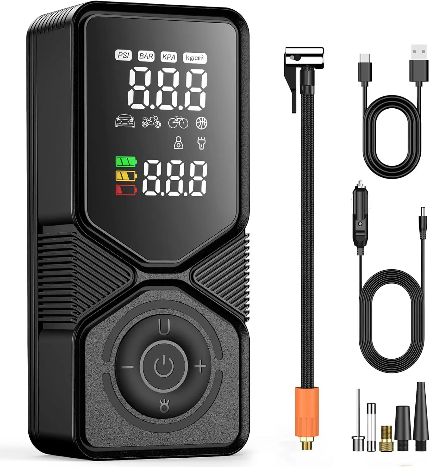 

Portable Air Compressor for Car Tires, 150PSI Cordless Pump with Digital Gauge, Auto Shut Off & LED Light