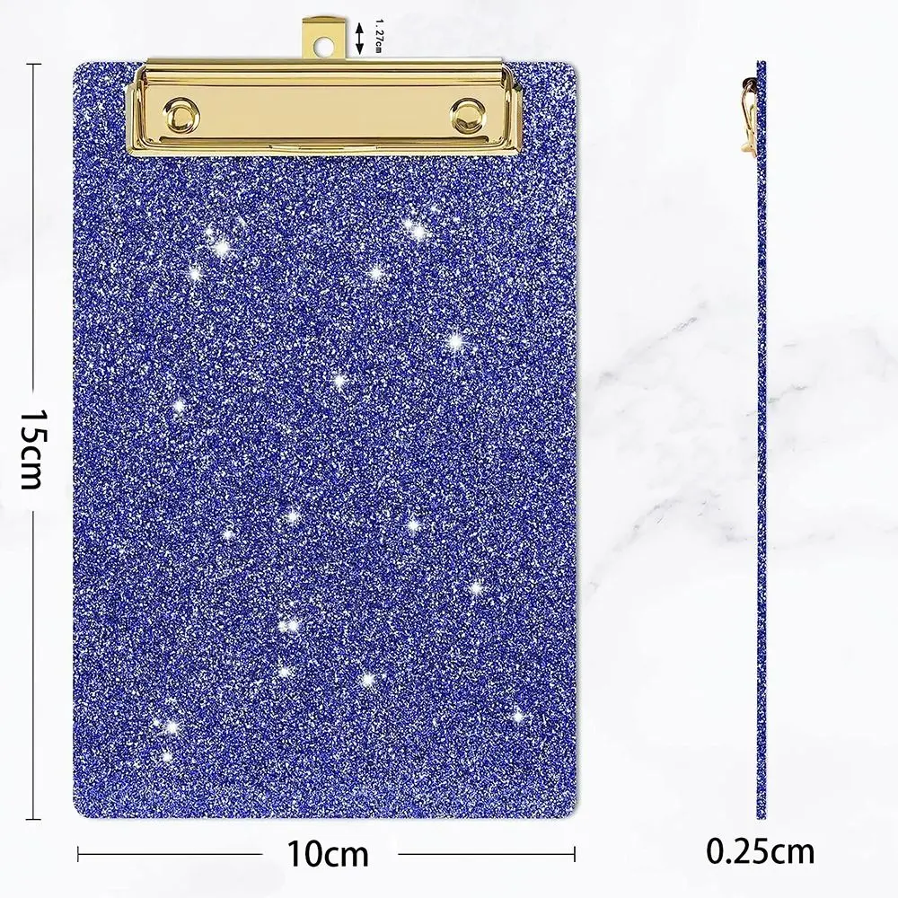 Rosa glitter escrita clip, clipe metálico liso, ideal para escritório, sala de aula, clipes acrílicos