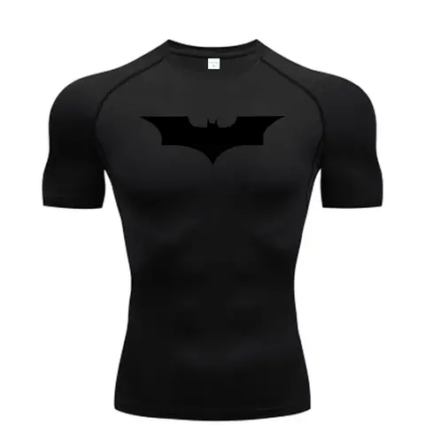 Vleermuis bedrukt strak T-shirt voor heren Running Compressie Compressie T-shirt Gym Fitness Jogging Mannelijke casual shirt met korte mouwen Tops