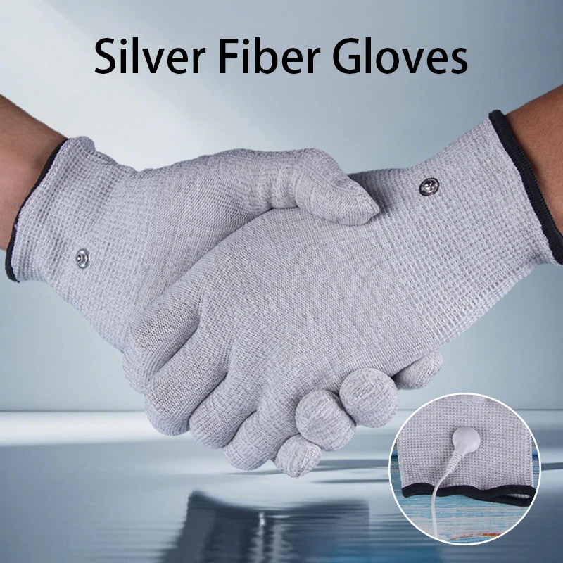 1 Paar Geleidende Zilvervezel Elektrode Handschoenen Elektrotherapie Massage Handschoen Pijnbestrijding Therapie Herbruikbare Duurzame EMS Accessoires