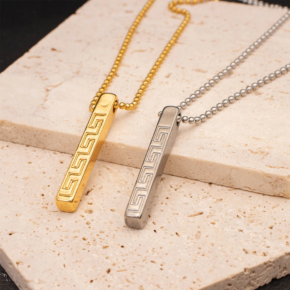 Collares con colgante cuadrado de color dorado, collar de cadena de cuentas de acero inoxidable para mujeres y hombres, accesorios de joyería de estilo minimalista