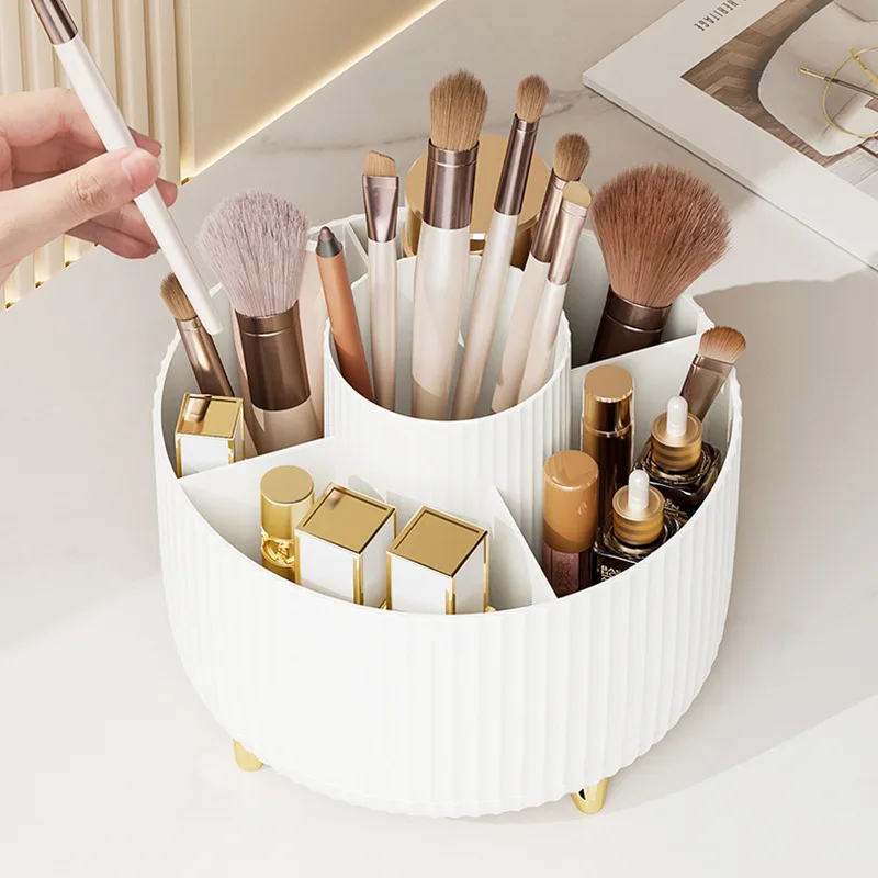 360 Rotating Makeup Desktop Cosmetic Storage Box Organizer Large Capacity for Bathroom Portable Lipstick Makeup Brush Pen Holder