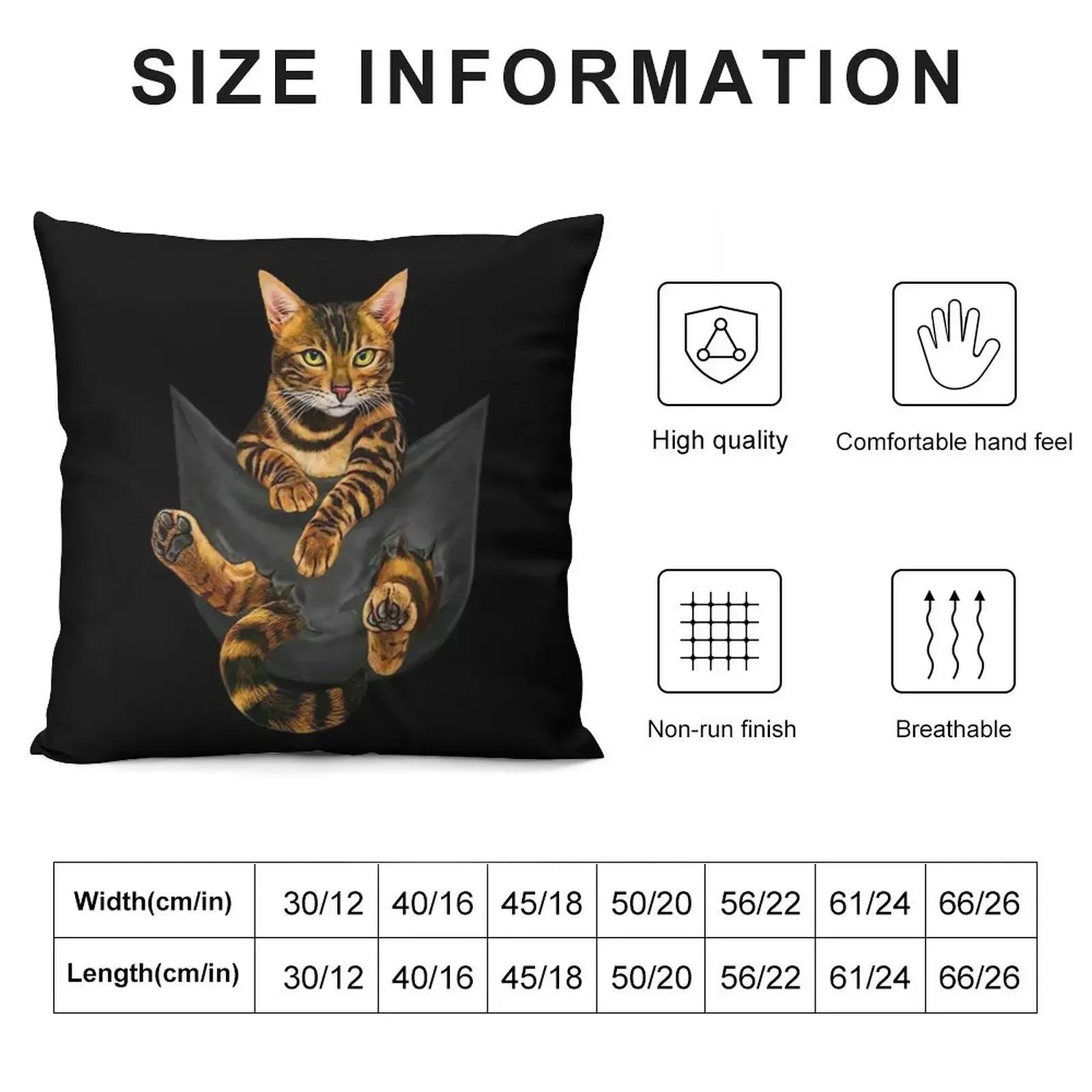 Cat Bengal Inside Pocket Funny Cat Throw Pillow autumn pillowcase Pillows Aesthetic Decorative Cover For Living Room pillow