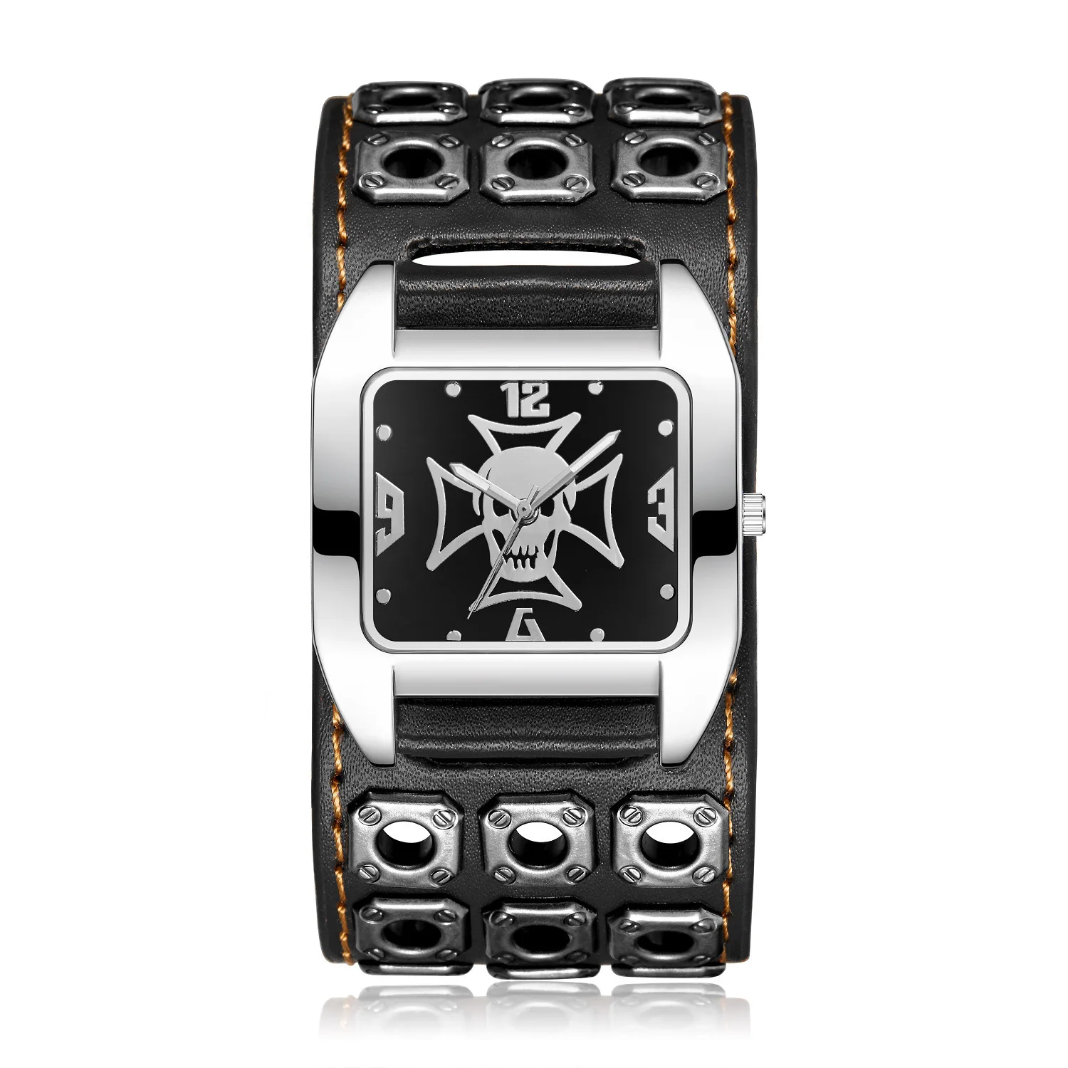 

Men Vintage Punk Rock Watch Retro Style Quartz Wristwatch Leather Strap Fashion Casual Trendy Watch for Men