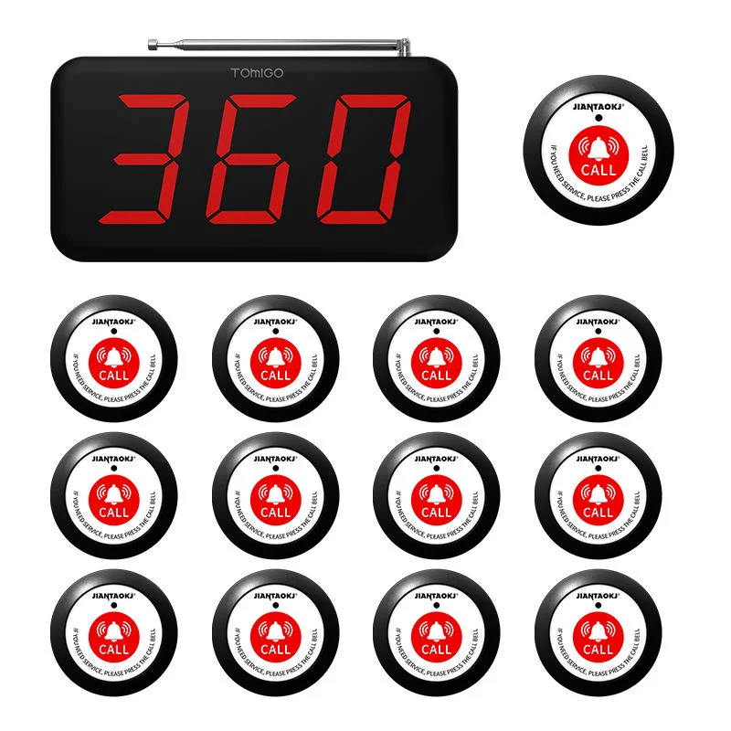 Wireless 3-Digits Cafe Buzzer Guest Call Button Customer Service Waiter Table Calling System for Restaurant