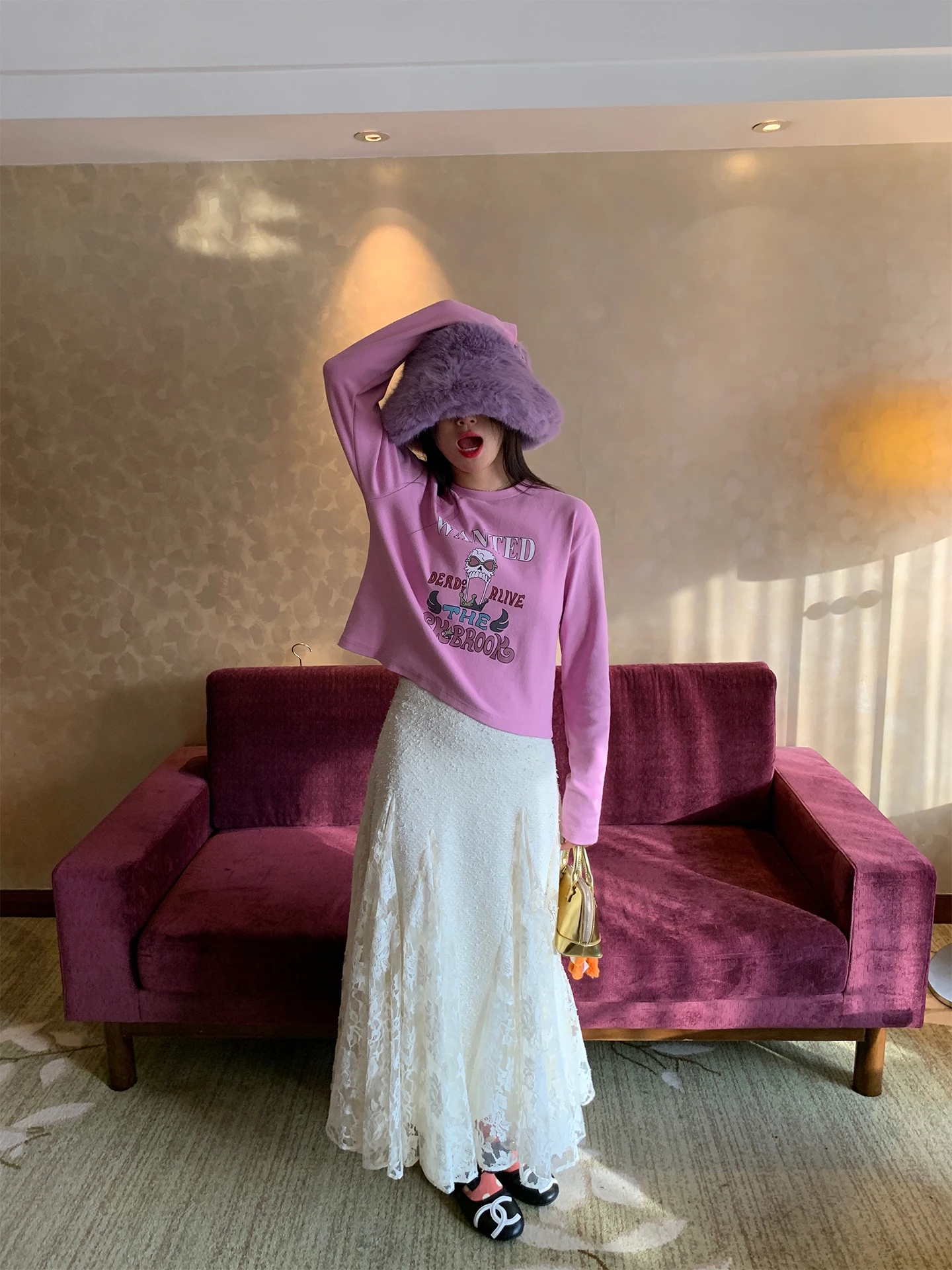 Purple Long Sleeve Base Layer Shirt Women's Fashion Casual Cotton T-Shirt Thin Fleece Inner Wear Autumn Winter New Arrival