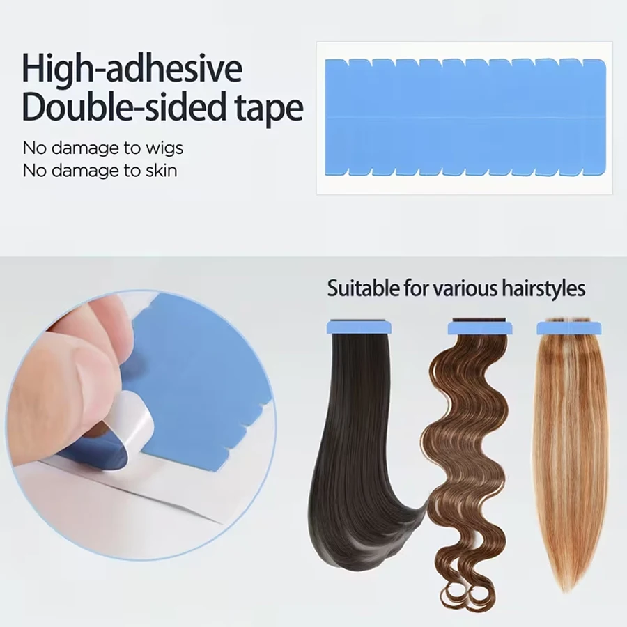 120/240/480pcs Blue Double-Sided Hair Tape Strips, Invisible Waterproof and Sweat-Resistant with No Residue image 5