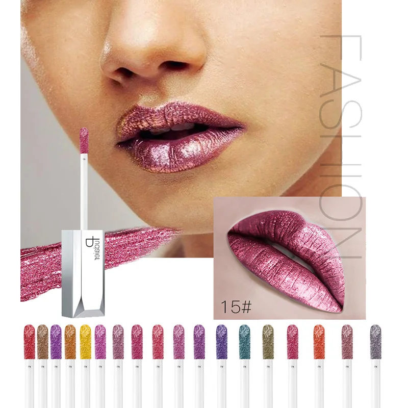 Brillo de labios brillante de 18 colores para mujer, lápiz labial líquido de brillo mate de larga duración, brillo de labios de diamante brillante, maquillaje de labios impermeable