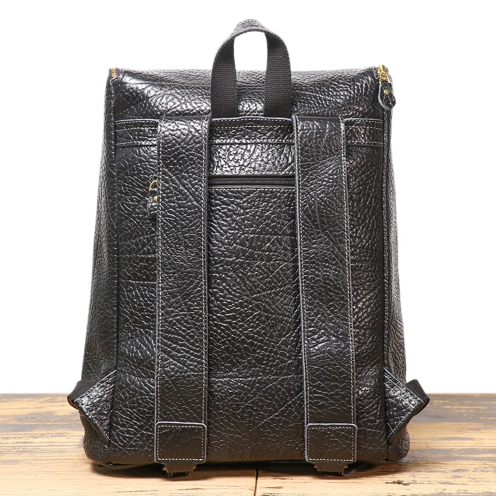 Top-Grain Leather Men's Backpack - Large Capacity Travel & Commuter Laptop Bag with Multiple Compartments for Work and Business