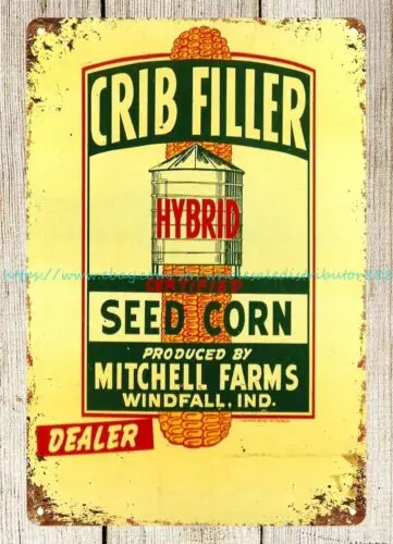 vintage reproduction Crib Filler Hybrid Seed Corn metal tin sign tin soda signs