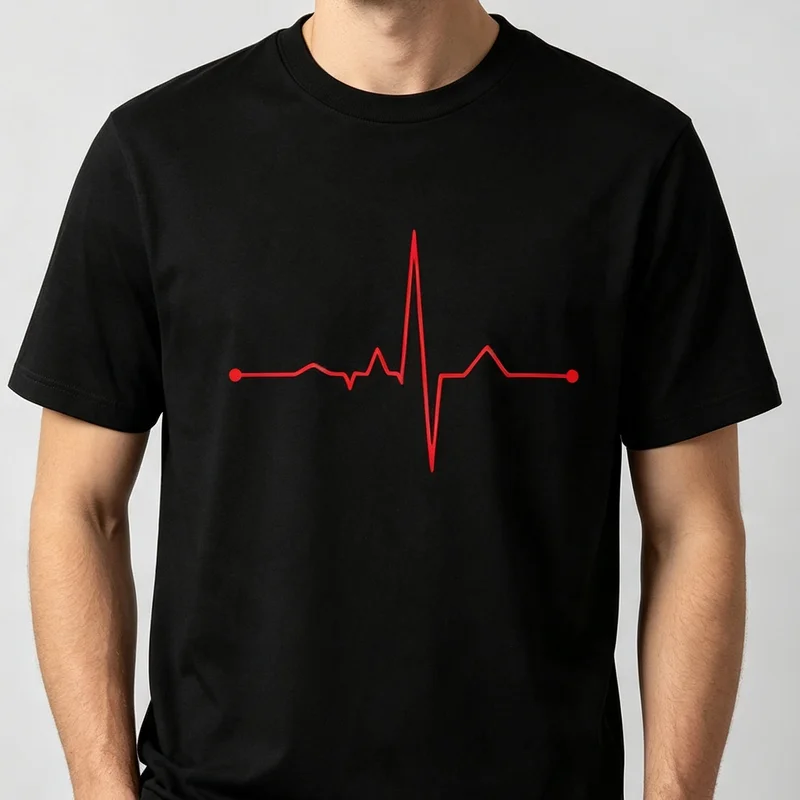 One Life One Chance Heartbeat T-Shirt Red Pulse Line Graphic Tee Inspirational Casual Cotton Shirt for Unisex Y2k Top Harajuku