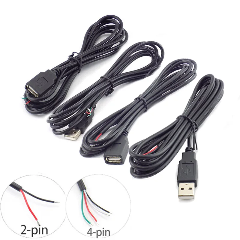 Micro USB Female Jack 4 Pin 2 Pin Male Female Power Supply Data Line Charge Cable Extension Cord Connector Q1