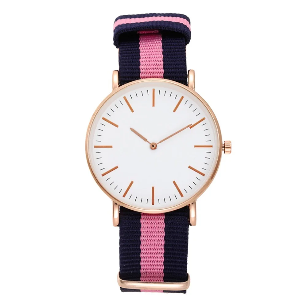 New fashion casual two pin watch nylon strap women's watch simple canvas strap quartz watch can be customized