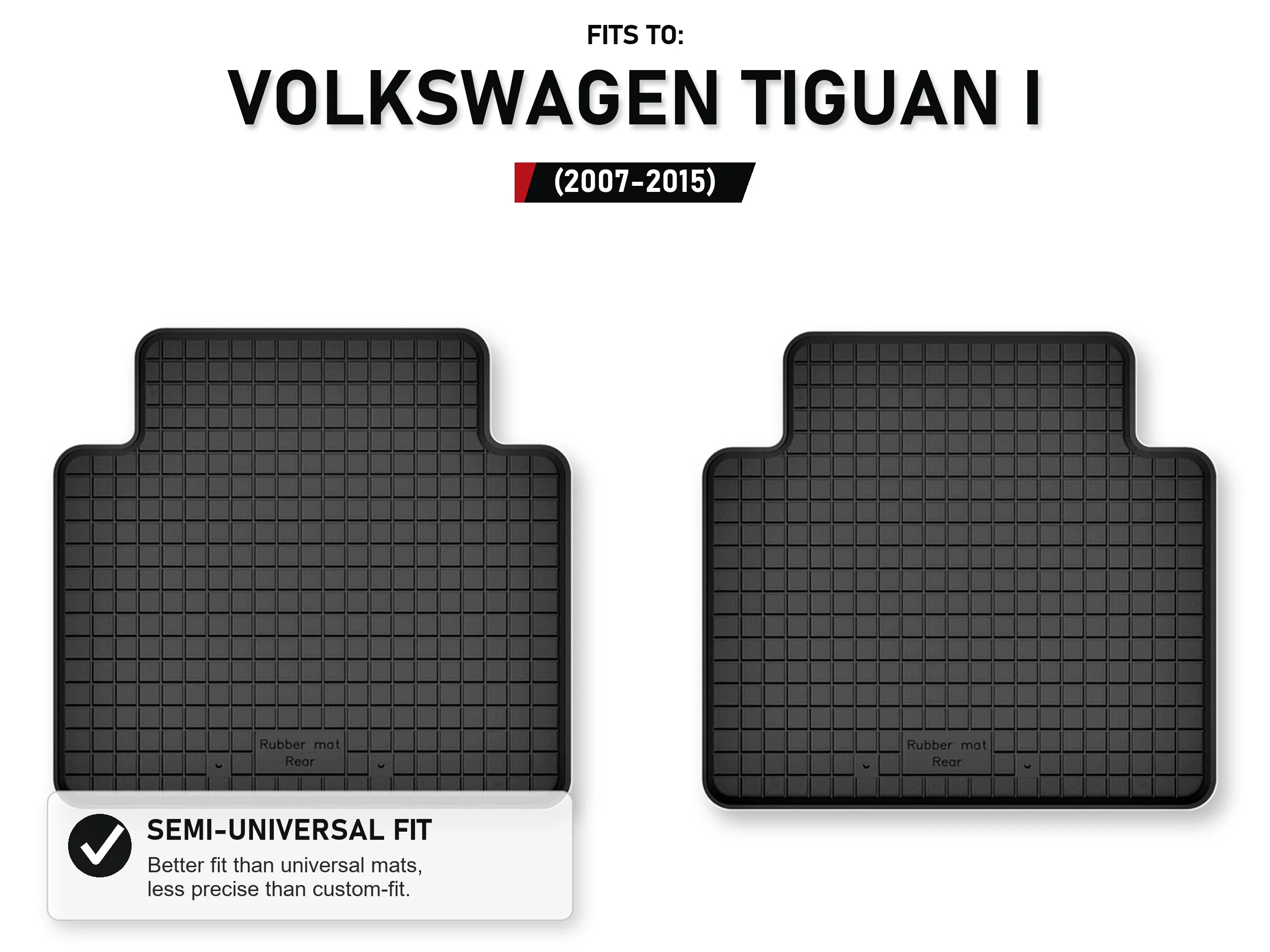 Rubberen bakmatten achteraan voor: Volkswagen Tiguan I 2007-2015, 2 stuks