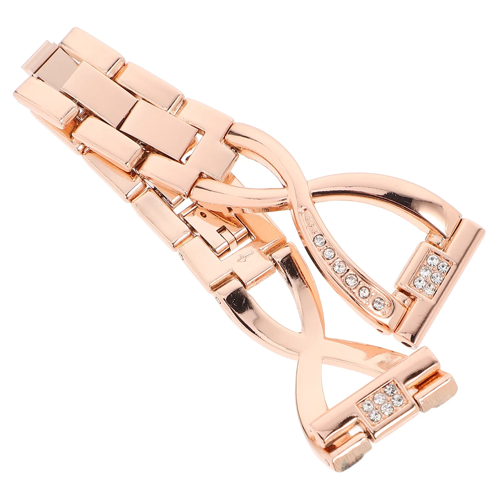 20mm Rhinestone Inlaid Smartwatch Strap Rose Gold Replacement Band Durable Comfortable Stylish for Casual Business Formal