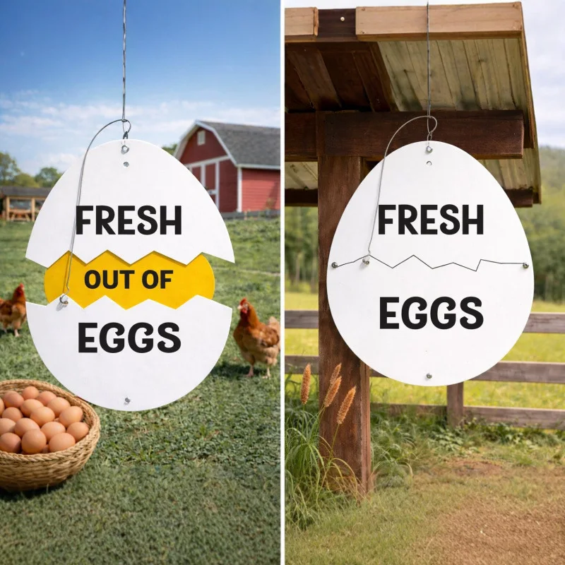 Farm Fresh Eggs Metal Sign - Rustic Farmhouse Decor for Coop Front And Back