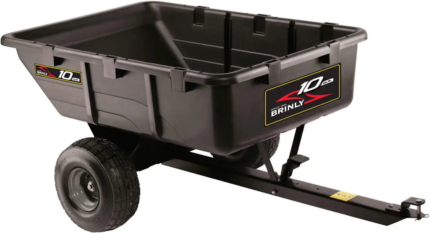 PCT-101BHC-A2 10 cu.ft. 650lb Heavy Duty Tow-Behind Poly Utility Cart & Dump Trailer with Compression Molded Bed