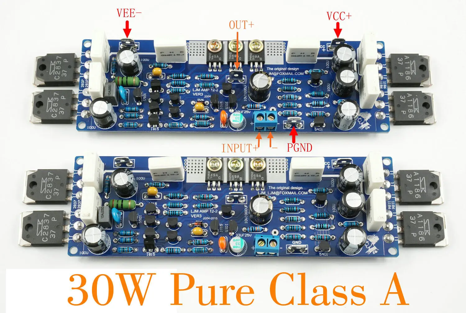 

One pair assembled 30W Pure Class A Power amplifier board Audio amp DIY (B6-58)