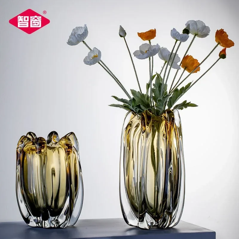 Nordic light luxury glazed vase ornament living room flower arrangement green plant simulation flower water flower cultivator hi