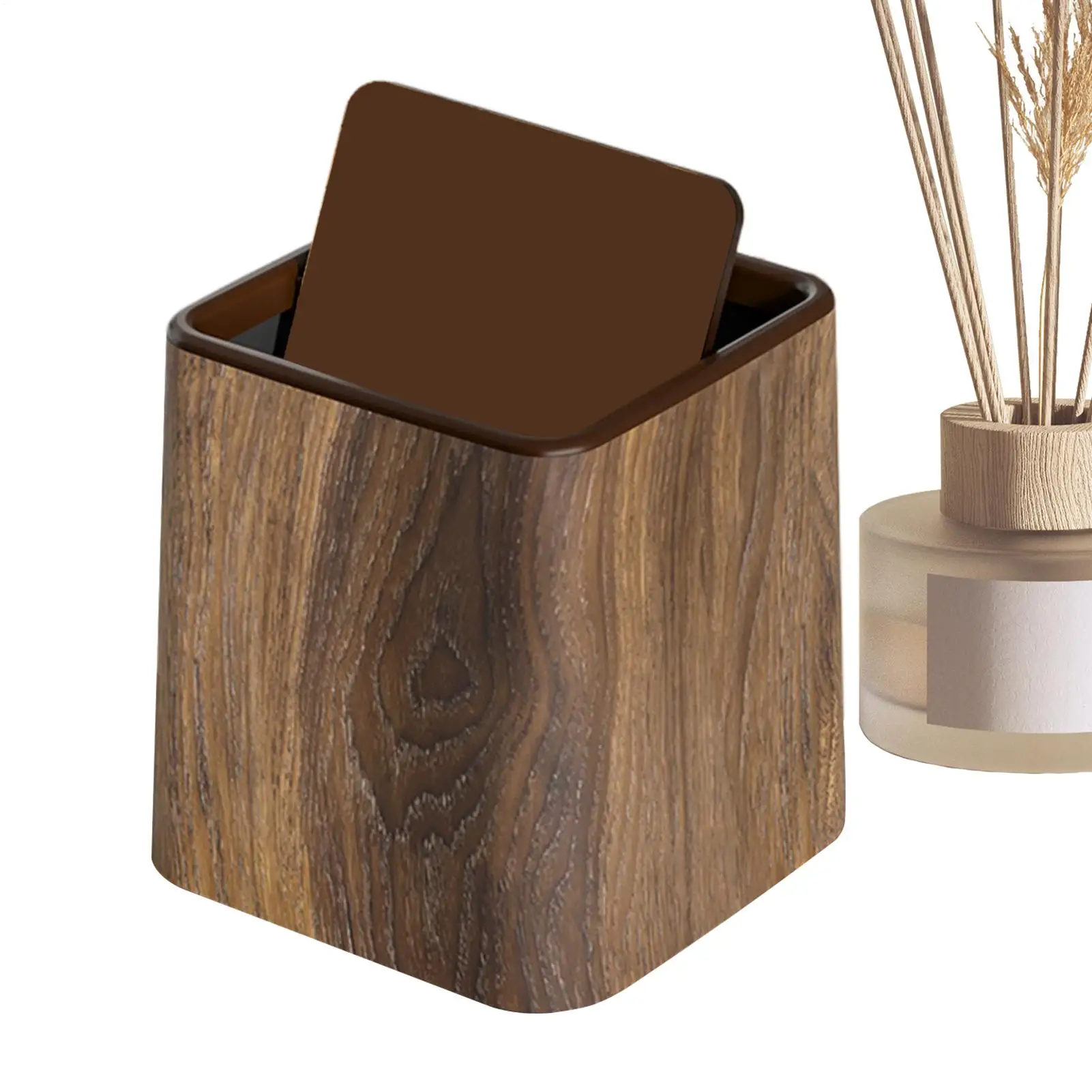 Desktop Waste Garbage Basket Small Desk Trash Can Dustbin With Lid Space-Saving Storage Container Desktop Cleaning Accessories