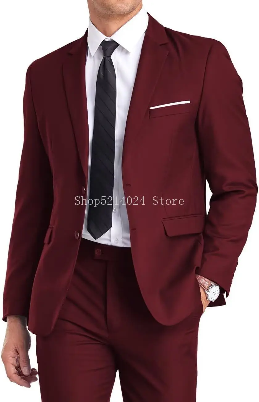 

Mens Suit Slim Fit 2 Piece Suits Two Button Solid Business Wedding Tuxedo Suit for Prom Suit Jacket and Pants