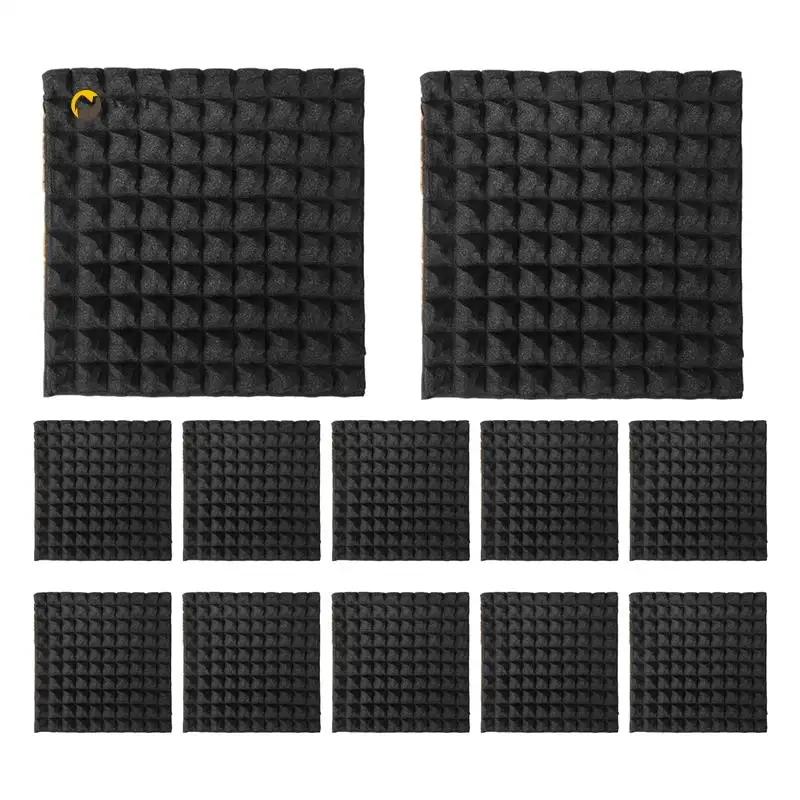 

A48F-12 Pack Self-Adhesive Sound Proof Foam Panels 2X12x12inch Acoustic Panels With High Density,Pyramid Design Acoustic Foam