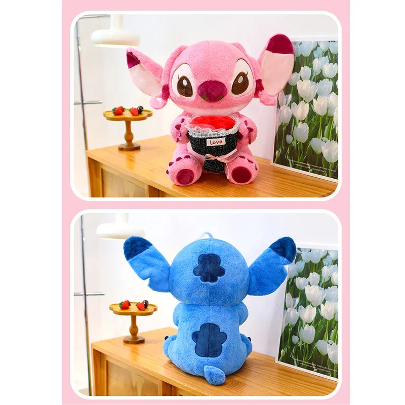 アニメディズニーリロとスティッチぬいぐるみカップル漫画ぬいぐるみかわいいバレンタインデーローズスティッチ人形ぬいぐるみ子供クリスマスギフト