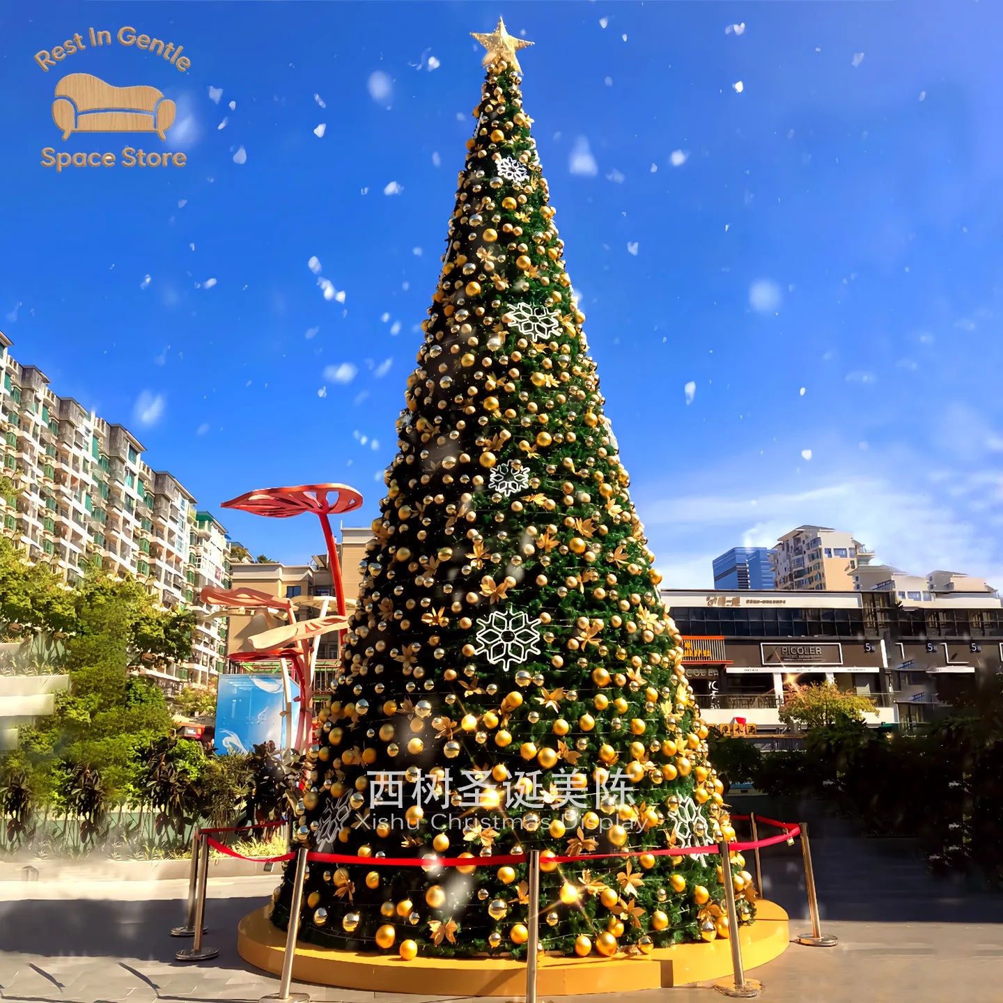 Large frame Christmas tree outdoor luminous 4/5/6/8/10/12/15m Plaza Hotel shopping mall scene layout
