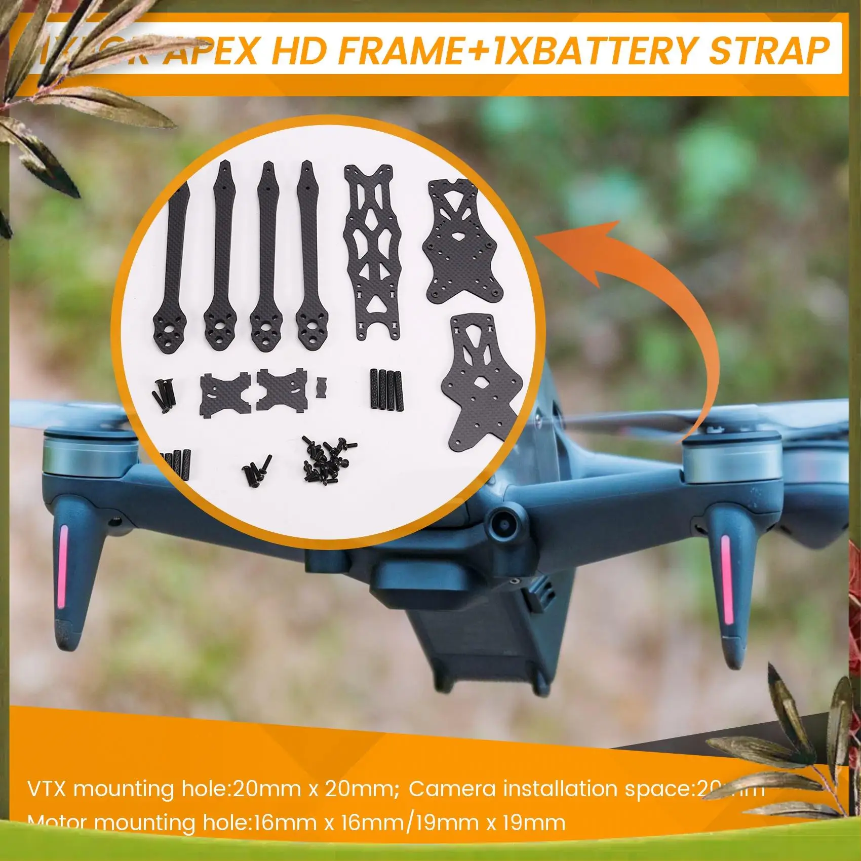 

ABOU-For APEX HD 7 Inch Frame Kit Carbon Fiber Quadcopter Long Range 5.5Mm Arm 315Mm DIY Parts For FPV Freestyle RC Drone