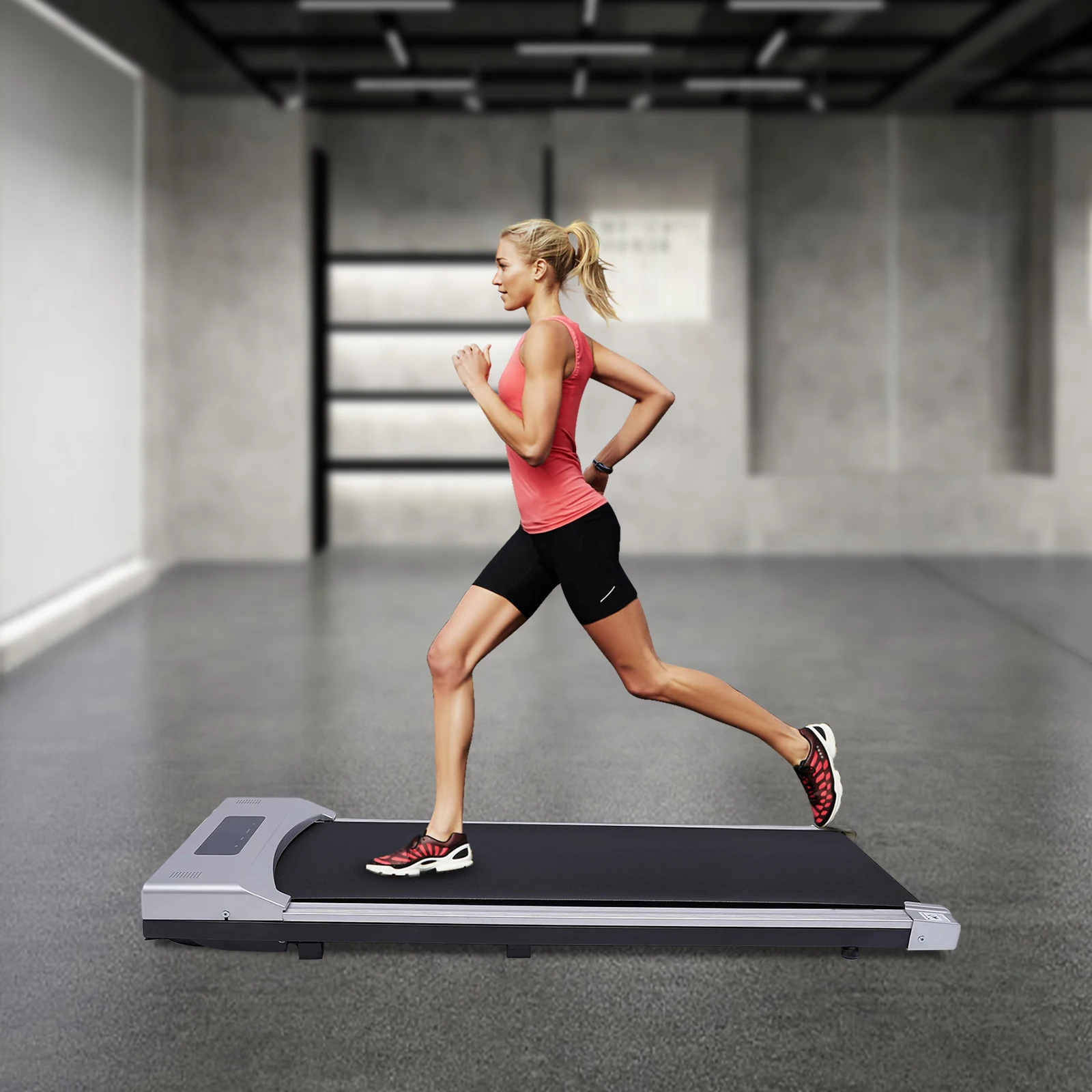 Cinta de correr, cinta de correr eléctrica de escritorio de 0,65-3 hp, sin instalación, control remoto, pantalla LED, caminar y trotar en casa